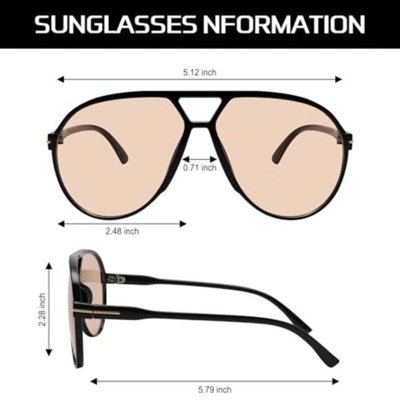 Retro Aviator Sunglasses Oversized Classic Vintage Trendy Square Frame main image 7